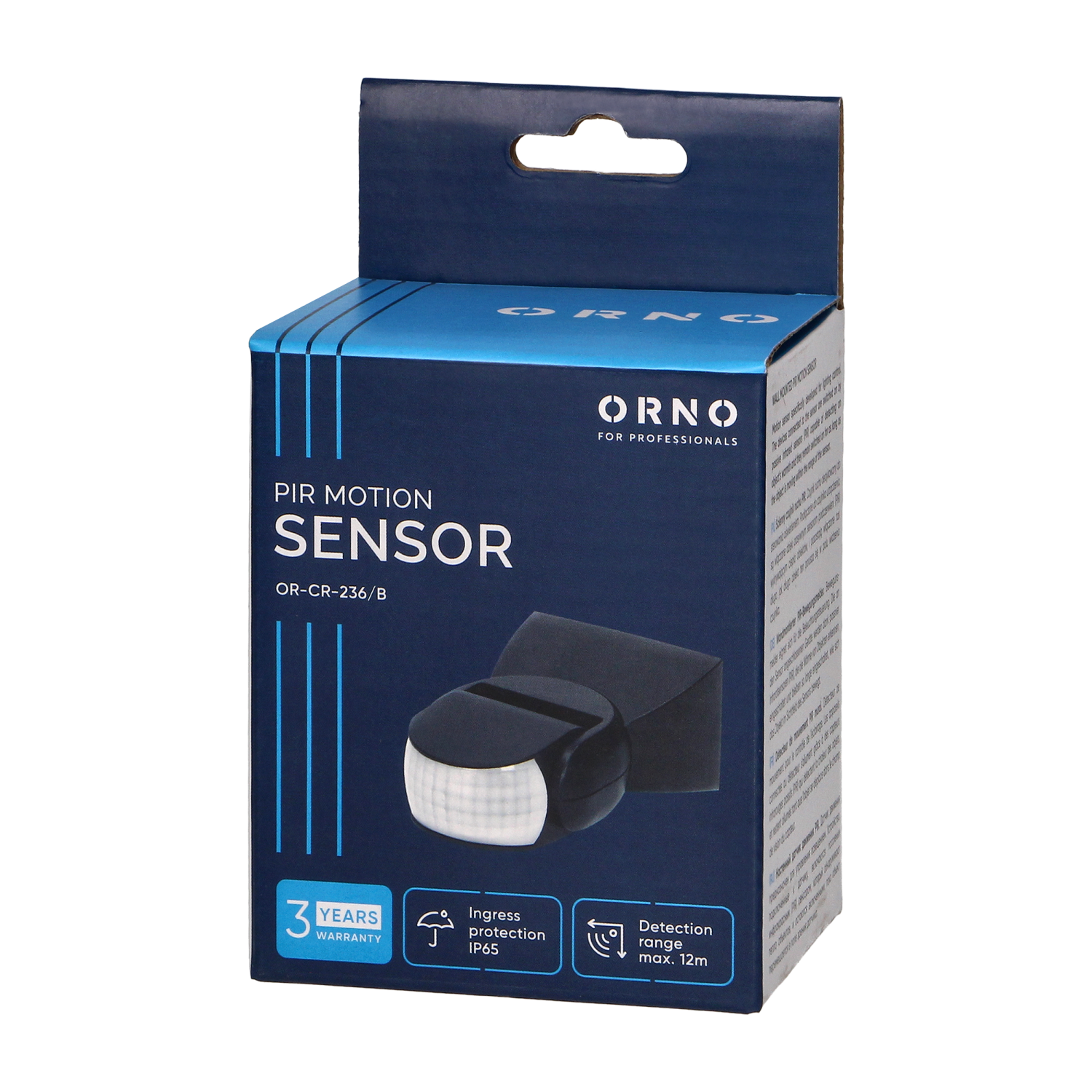 ORNO Adjustable PIR motion sensor, IP65 180°, 12m Black