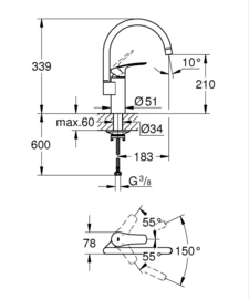 Grohe Eurosmart Prof. Keukenmengkraan Hoge Uitloop 33202003