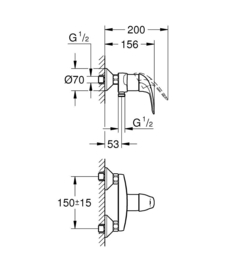 Grohe Euroeco Douchemengkraan 150 mm 32740000