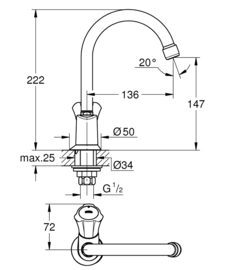 Grohe Costa L Toiletkraan Draaibaar 20393001