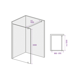 Inloopdouche 1000 NANO 8mm Glas 95-97cm