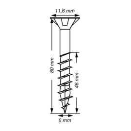 SPAX Uni. Schroef WIROX 6.0 x 80 T20 T-Star Plus (30x) 4191010600807