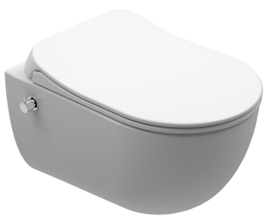 KALE Zero Mat Wit Bidet + Kraan Wandcloset Rimless + Softclose Zitting