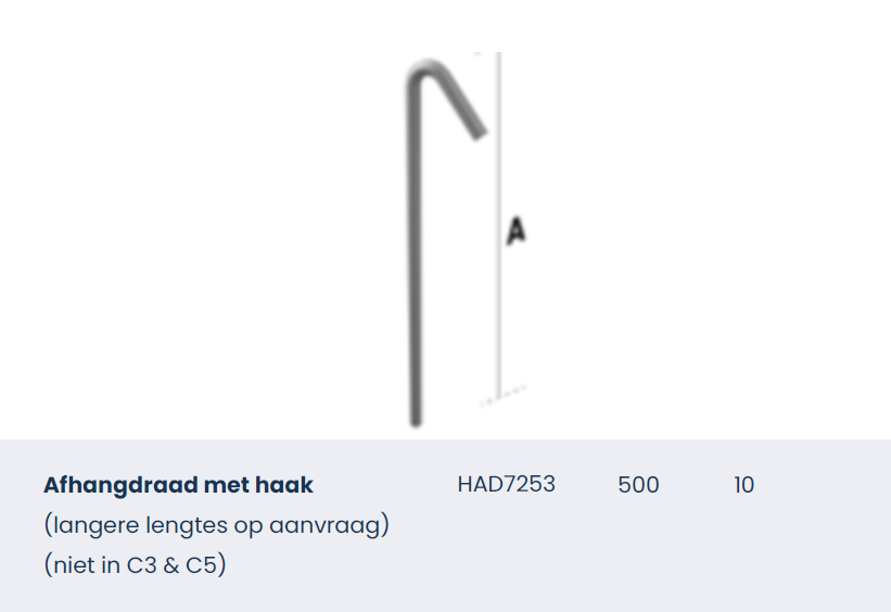 Afhangdraad met haak 500mm, blister 10 stuks HAD7253