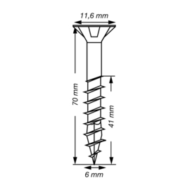 SPAX Uni. Schroef WIROX 6.0 x 70 T20 T-Star Plus (30x) 4191010600707