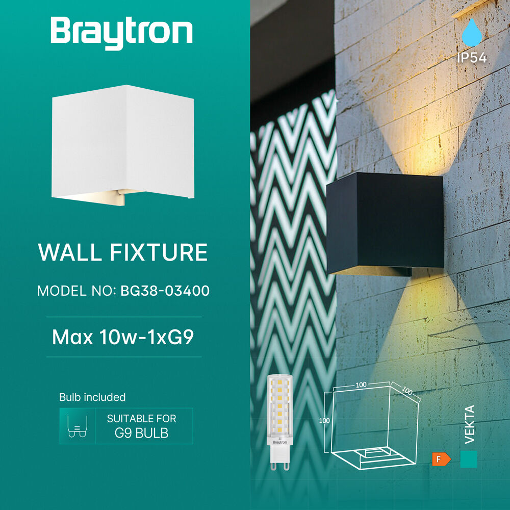 Braytron VEKTA WALL LIGHT 2 WAY White 1xG9 IP65