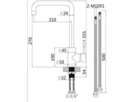 Differnz Keukenmengkraan Mat Chrome 355 mm. 3041641