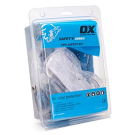 OX PPE Safety Kit- 1xFFP2 Masks, Ear Plugs, Grip Gloves, Safety goggles OX-S245304