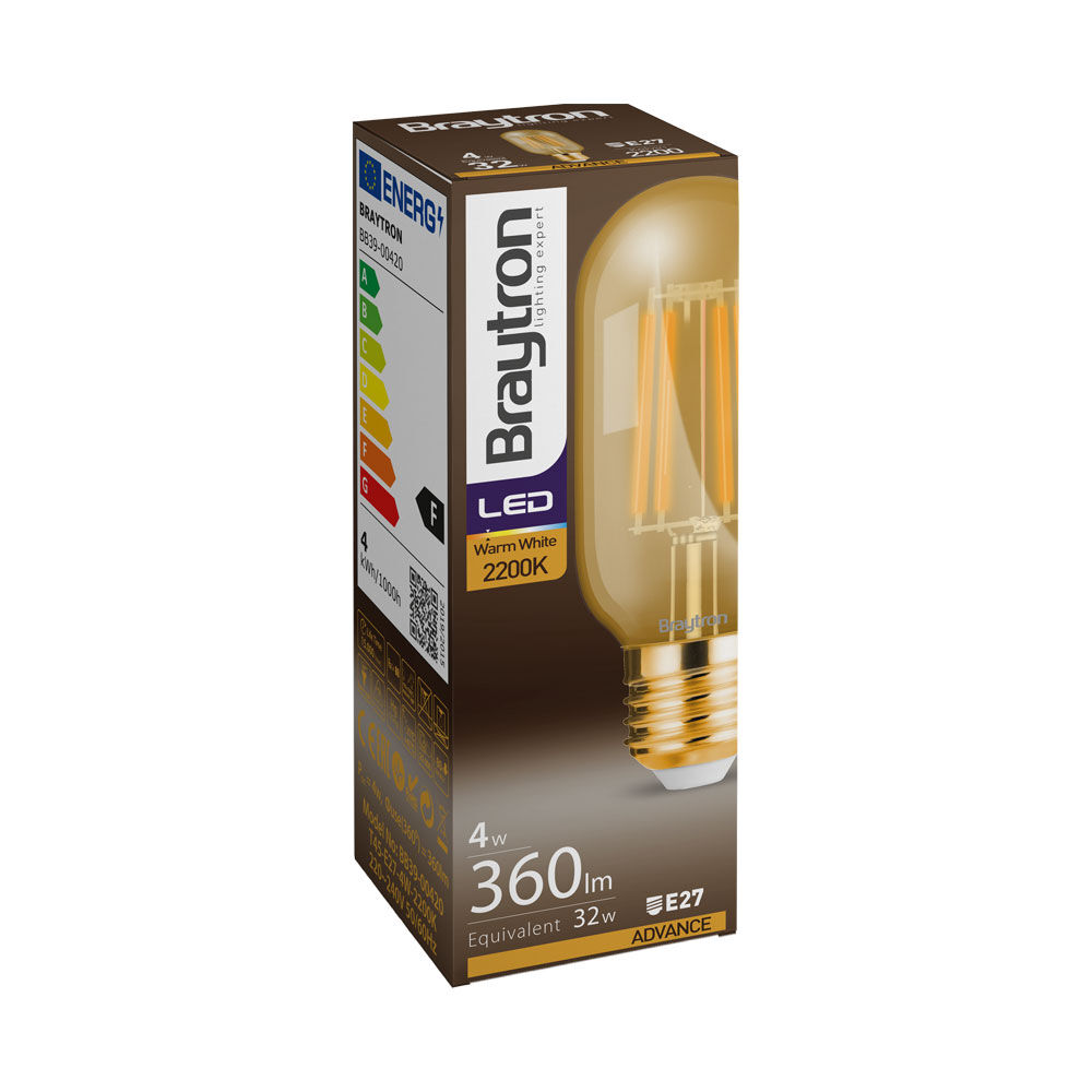Braytron 4W E27 T45 AMBER 2200K LED Bulb