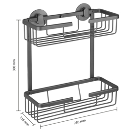 Wire Basket Gun Metal 2 Layers 25 x 11,6 x 30 cm. 3410003