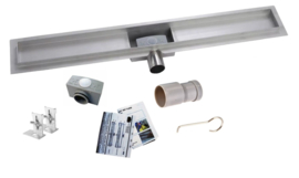 Titan 80SF RVS Drain / Douchegoot 80 cm + Flens (BODY) Zij-uitlaat