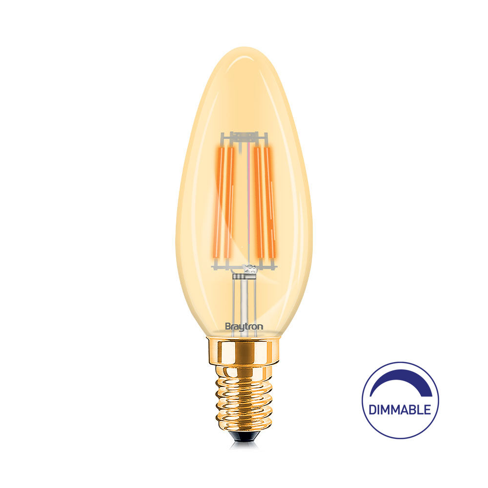 Braytron 4W E14 C35 AMBER DIMMABLE 3000K LED Bulb