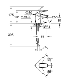 Grohe Euroeco Wastafelmengkraan 32881000