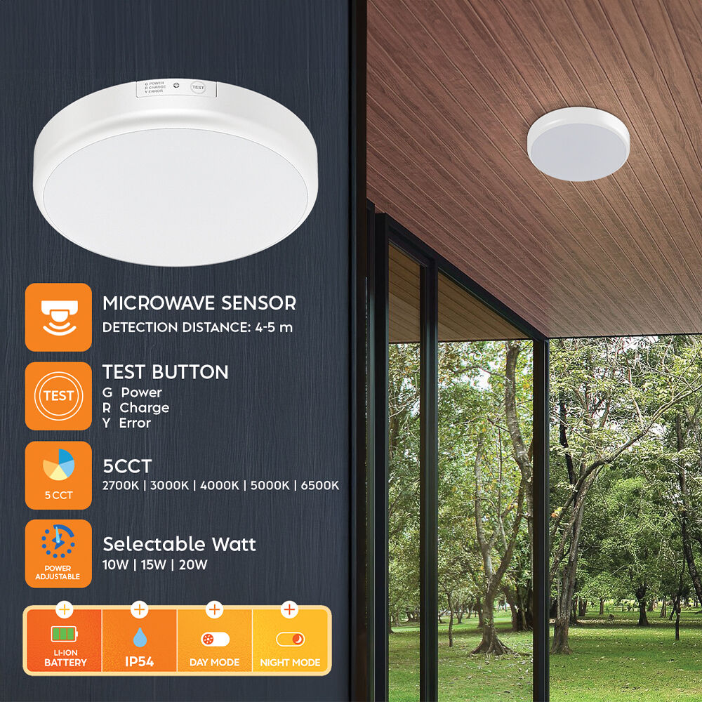 Braytron 20W CEILING LIGHT 4IN1 MICRO. SENSOR IP54 EMERG. KIT