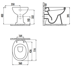 Creavit TP330 000 met bidet (PK)