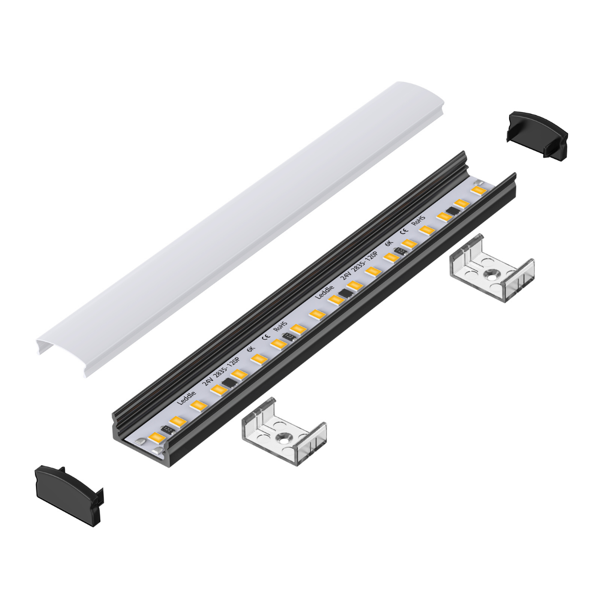 Leddle 2m LED Profile Surface Black-LDP