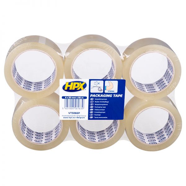 HPX Verpakkingstape flatpack 6 rollen - Transparant 50mm VT5066P