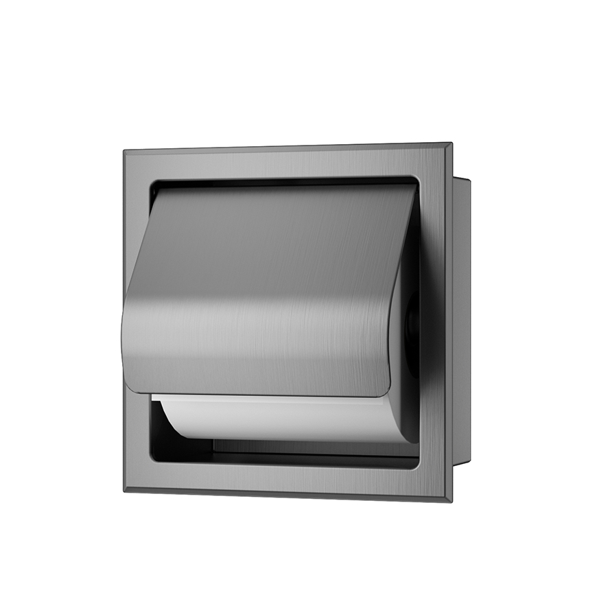 Rocko Toiletrolhouder met Klep Inbouw Gunmetal