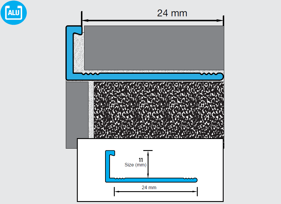 Lynox Recht Alu Mat Zilver 11 x 2700mm OX-P212710127 Tegelprofiel