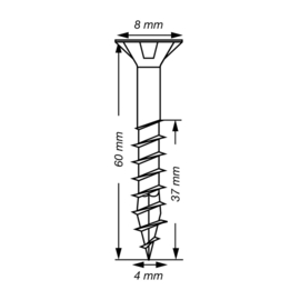 SPAX Uni. Schroef WIROX 4.0 x 60 T20 T-Star Plus (75x) 4191010400607