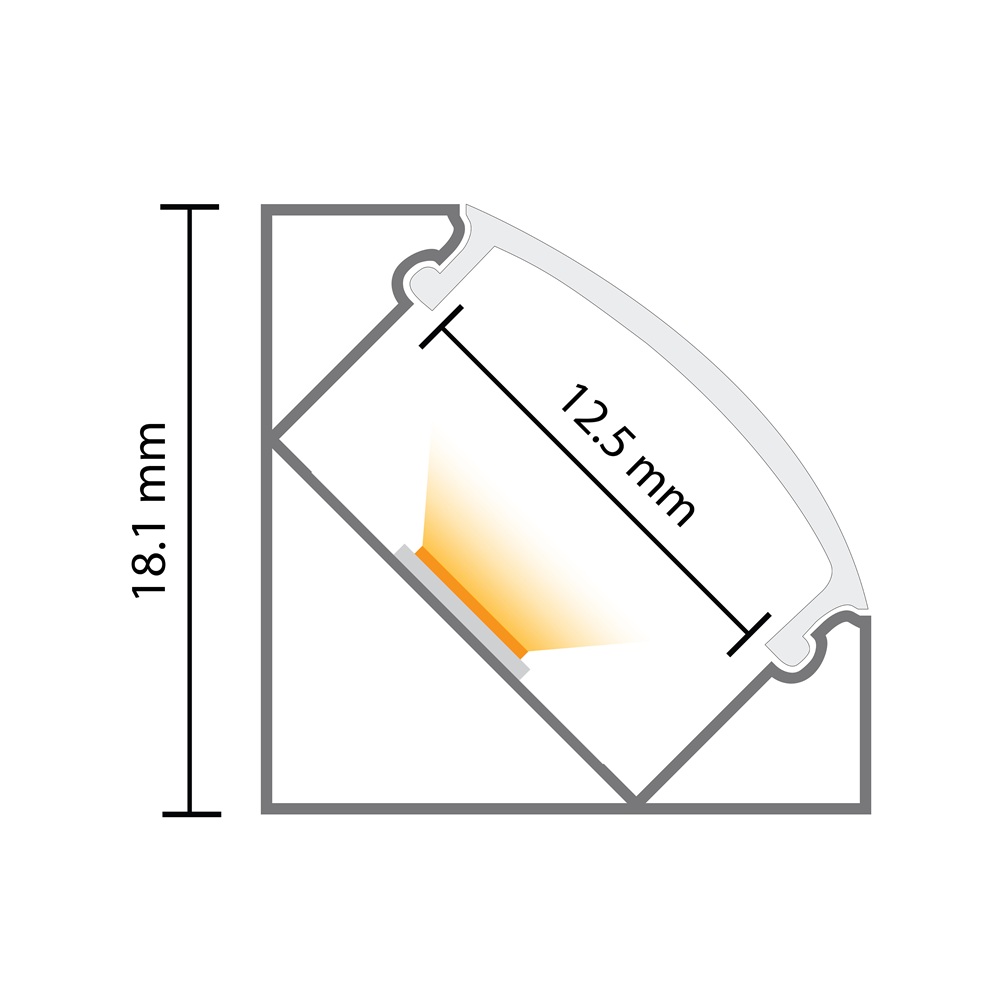 Leddle 2m LED Profile Corner ALU-LDP