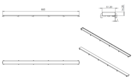 Titan C16 TILE 70 cm. Rooster voor douchegoot
