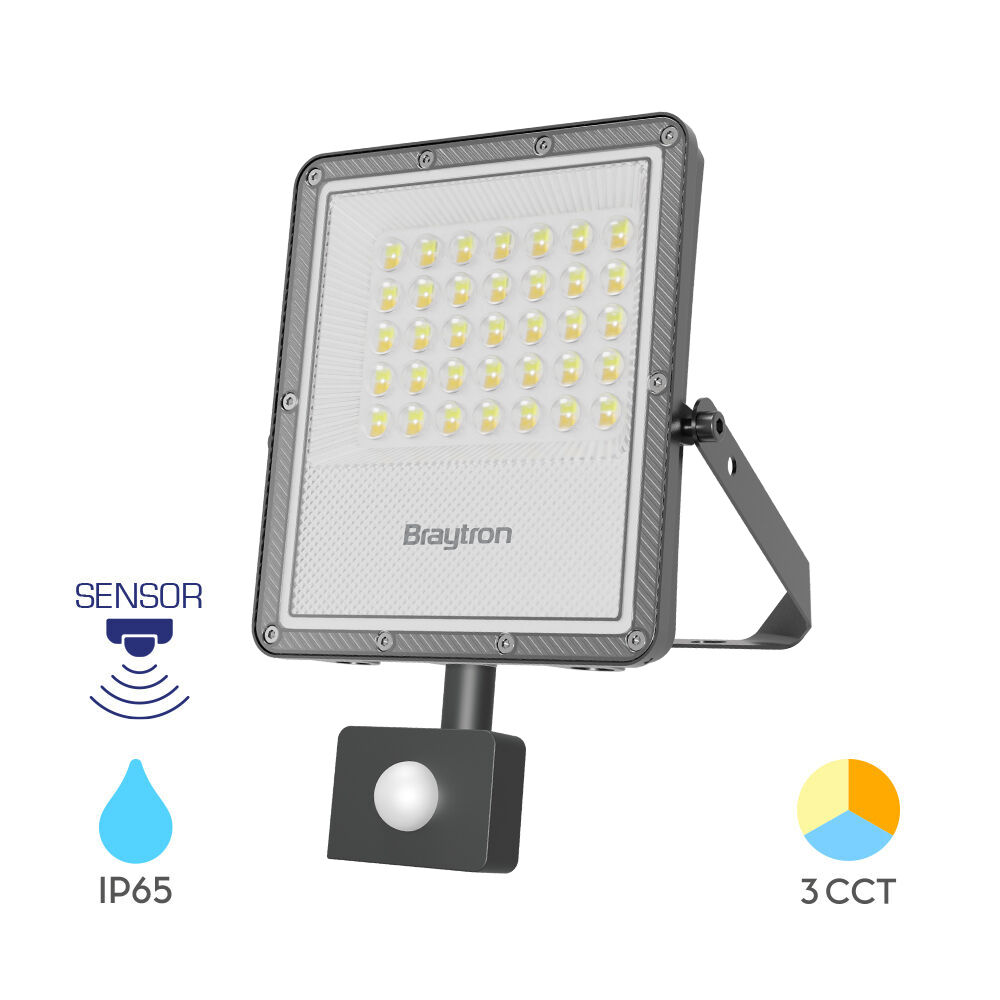 Braytron FLOOD PF 30W Grey 3IN1 SNS IP65 LED Floodlight