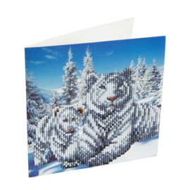 Crystal Art card Snowy White Tigers