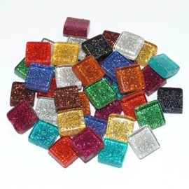 Soft glas Glitter mix (Vierkant) - Glittermix (65 gr)