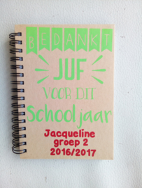 Notitieboekje bedankt einde schooljaar