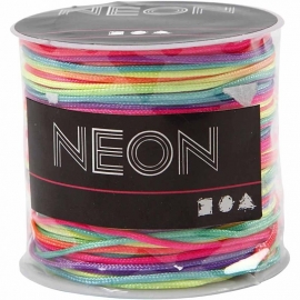 Macramé koord, 1 mm, neon multi, 28 m