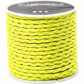 Gevlochten koord, 3 mm, neon geel, 6m