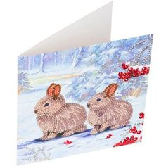 Crystal Art Card Winter bunnies