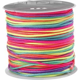 Macramé koord, 1 mm, neon multi, 28 m