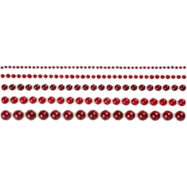 Halve parels, 2-8 mm rood zelfklevend