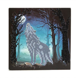 Crystal Art card Howling Wolf