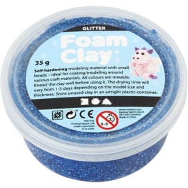 Foam clay glitter blauw 35 gram