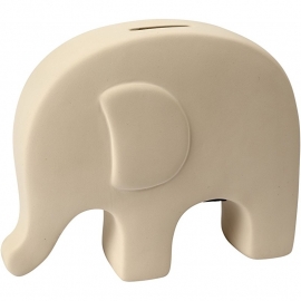 Spaarolifant, h: 14 cm, l: 16,7 cm, wit,