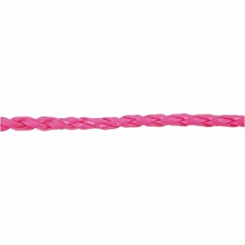 Gevlochten koord, 3 mm, neon roze , 6m