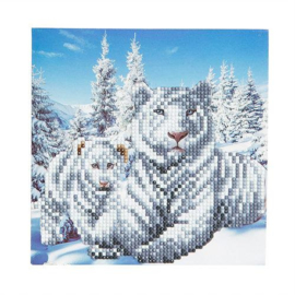 Crystal Art card Snowy White Tigers