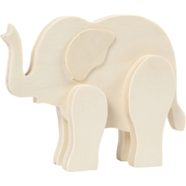 Dierfiguur, olifant, h: 12 cm, b: 16 cm, triplex, 1stuk