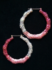 Pink & Silver Beaded Hoops