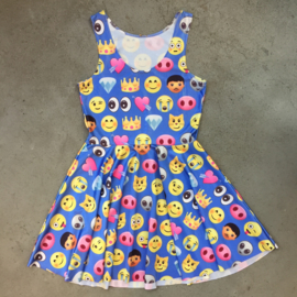 Blue Emoji Print Dress