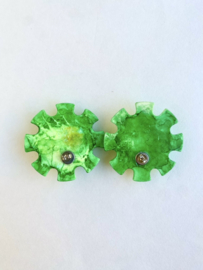 gold green vintage earrings