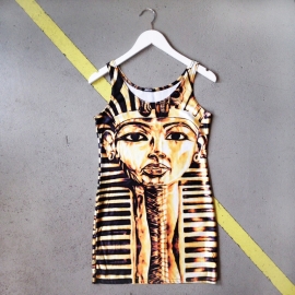 Egyptian Print Bodycon Dress
