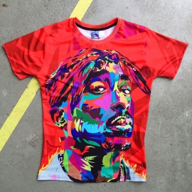 Red Illustrated Tupac T-shirt