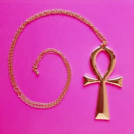 Gold Long Egyptian Ankh Cross Chain