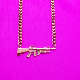 Gun Short Necklace in Gold