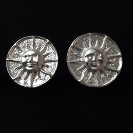 Silver Sun Clip Earrings