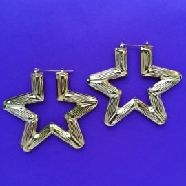 Star Bamboo Earrings Gold